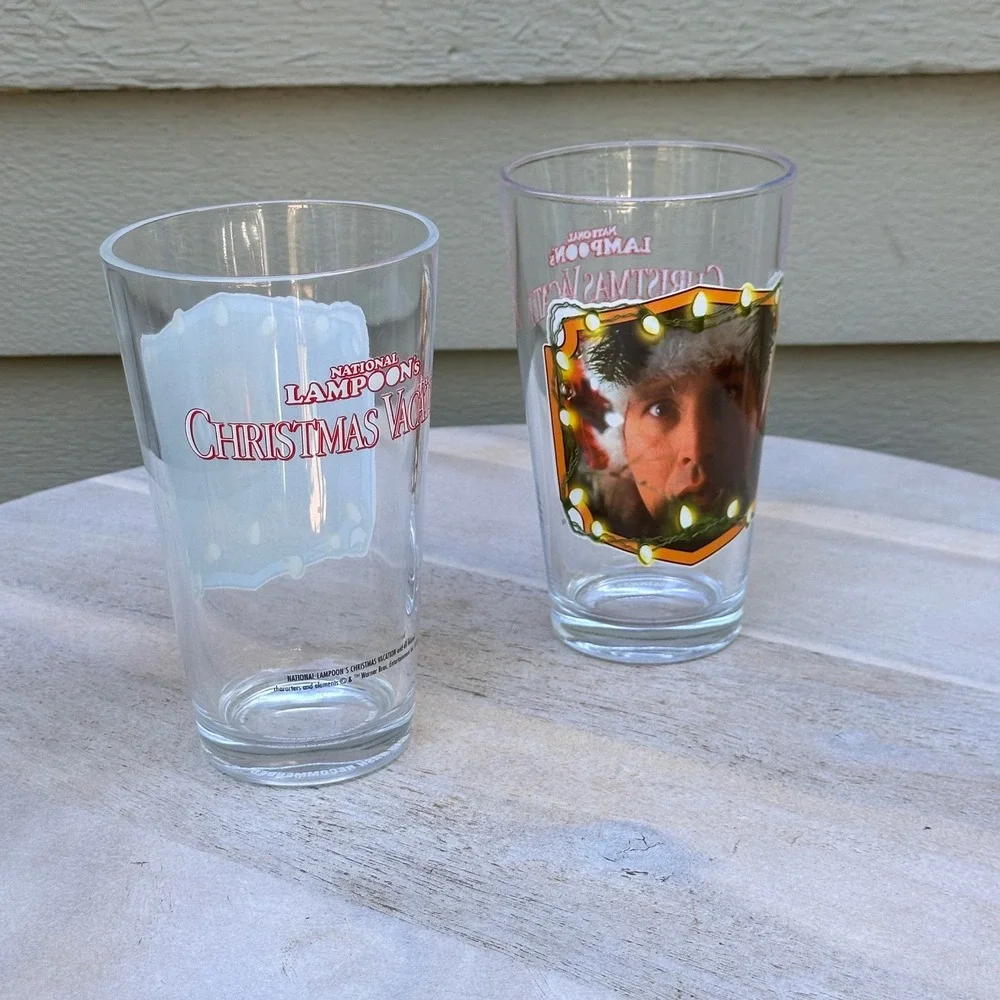 National Lampoon's Christmas Vacation Clark Griswold Pint Glass Set of 2 Clear